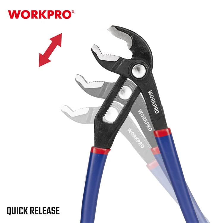 WORKPRO WP231087 Profesyonel Ayarlı Düğmeli Fort Pense, 250mm, CR-V Çelik, Kauçuk Saplı