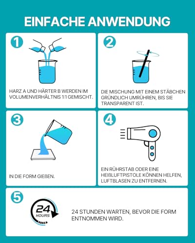 YEERSUO Epoxidharz, Epoxidharz Set 474ml, Epoxidharz mit Härter, Transparent, Resin Gießharz für DIY-Kunst, für Holz, Schmuck, künstlerische Kreationen