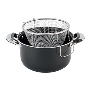 Frying Pan 4 L Frying Pan Chip Frying Pot with Strainer Cooking Pot with Frying Basket and Lid Pasta Pot Chips Basket