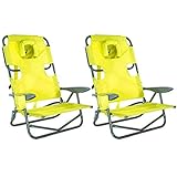 Ostrich On-Your-Back Outdoor Lounge 5 Position Reclining Beach Chair (2 Pack)