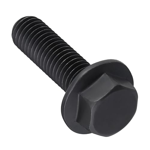 Image of M14-2.0 x 45mm Flange Bolt, Hex Head Flanged Bolt 10.9 Grade High Strength- Black Oxide Finish, Full Thread, Metric- Heavy Duty for Automotive, Machinery & Construction (6 Pcs) 6 pcs