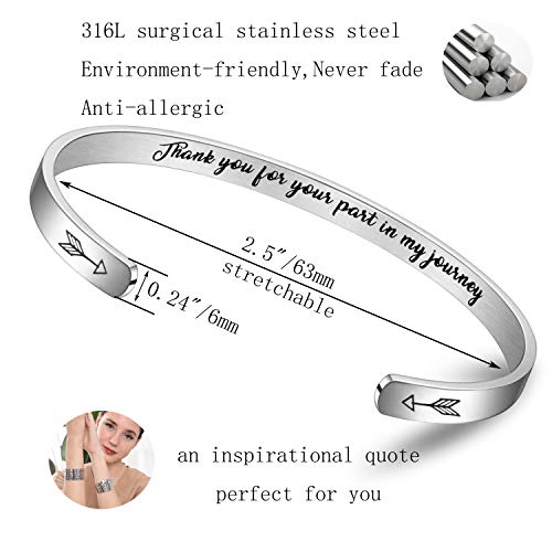 Bfjlife Thank You Gifts For Women Inspirational Unique Personalized Engraved Quote Motivational Cuff Bracelets For Coach Teacher Appreciation Bridesmaid #TOP1