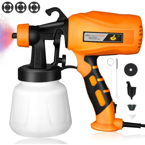 FINYQBET Pistola Elétrica para Pintura 550W - Pulverizador de Tinta com 4 Bicos, 3 Padrões (Horizontal/Vertical/Circular) - Ideal para Parede, Móveis, Carros - Para Iniciantes e Profissionais (220V)