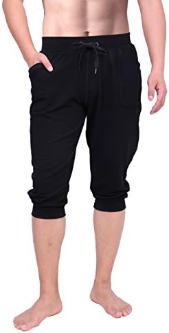 HDE Mens 3/4 Workout Joggers Yoga Capri Pants with Pockets for Running Training