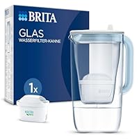 BRITA Glas Wasserfilter-Kanne hellblau (2,5l) inkl. 1x MAXTRA PRO All-in-1 Kartusche – Premium Design Kanne aus Glas, robust & leicht/reduziert Kalk, Chlor, Metalle wie Blei & Kupfer