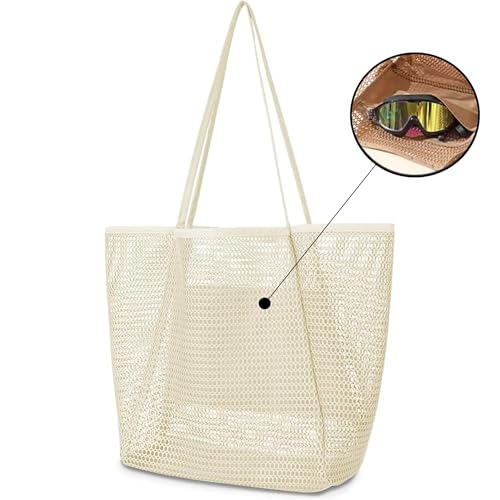 Mesh Crochet Bags for Women Summer Beach Vacation Casual Bag Foldable Shoulder Handbag Hollow Big Capacity Soft2