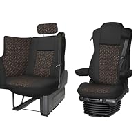 Adomo LKW-Shop | Sitzbezüge Für MP5 MP4 ACTROS L Ab 2024 Mit Sitzecke- Solostar Schwarz Old Skool | LKW-Zubehör