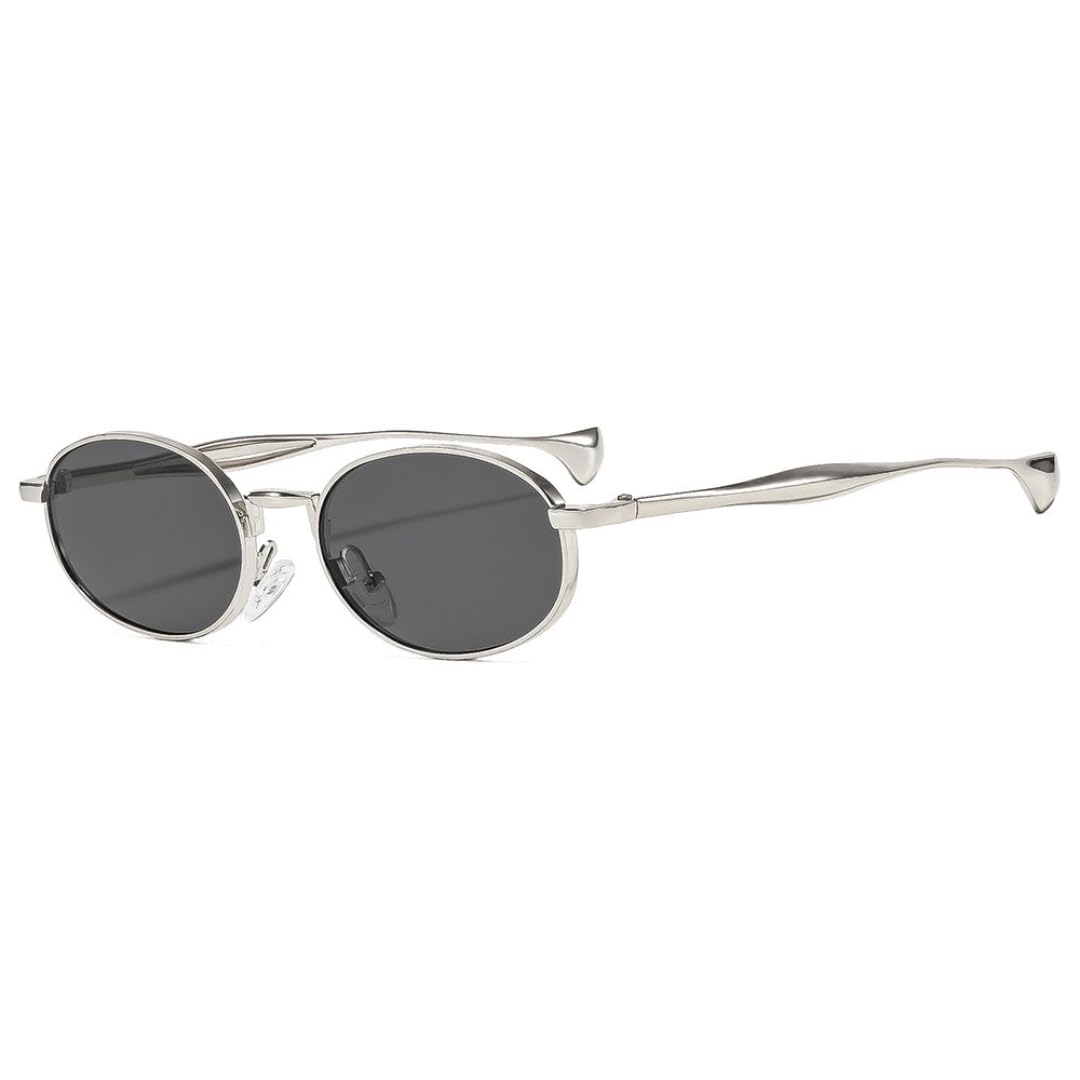 Gafas de sol pequeñas ovaladas estilo Steampunk para hombre, montura metálica retro de lujo, moda femenina.