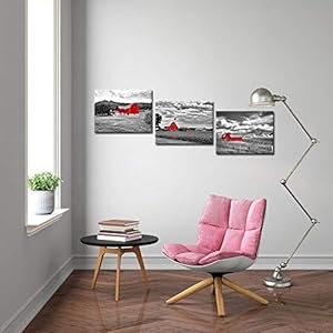 iKNOW FOTO 3 Pieces Canvas Wall Art for Bedroom Bathroom Black and White Country Rustic Farm Red Cabin Canvas Prints Decor Red Barn Field Art Farm Picture Artwork for Home Walls iKNOW FOTO 3 Pieces Canvas Wall Art for Bedroom Bathroom Black and White Country Rustic Farm Red Cabin Canvas Prints Decor Red Barn Field Art Farm Picture Artwork for Home Walls