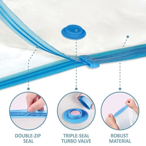 Image of Vacuum Storage Bags with Electric Pump, 10 Pack Jumbo, Space Saver Bags with Pump, Storage Vacuum Sealed Bags for Clothes, Comforters, Blankets, Bedding