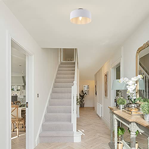 Bisamiya Modern Close To Ceiling Light Fixture, 11.8" Matte White Dome Shade Flush Mount Ceiling Light, E26 Socket For Hallways, Dining Room, Foyer, Kitchen, Bulb Not Included #TOP6