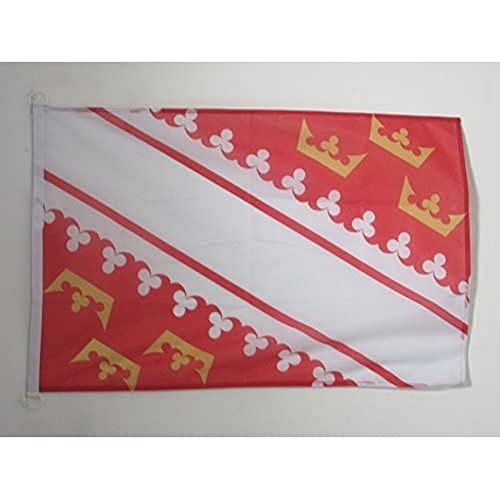 AZ FLAG - Drapeau Alsace Spécial Extérieur - 90x60 cm - Pavillon Nautique Alsacien - Province D'Alsace En Maille Bloquée Avec Anneaux Plastiques Intégrés - 80g