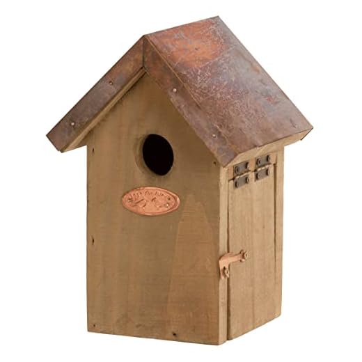 Esschert Design NK06 20 x 14 x 11 cm trälåda lock koppar tak – brun
