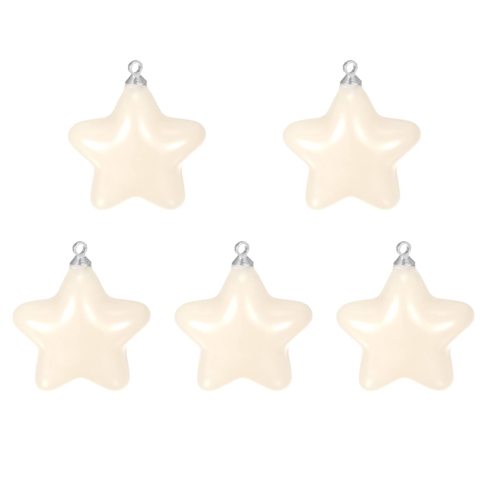 sourcing map Star Pendants Charm, 5Pcs 26mm Acrylic Bead Pendants with Loop for Bracelet Jewelry Making DIY Handicrafts, Beige