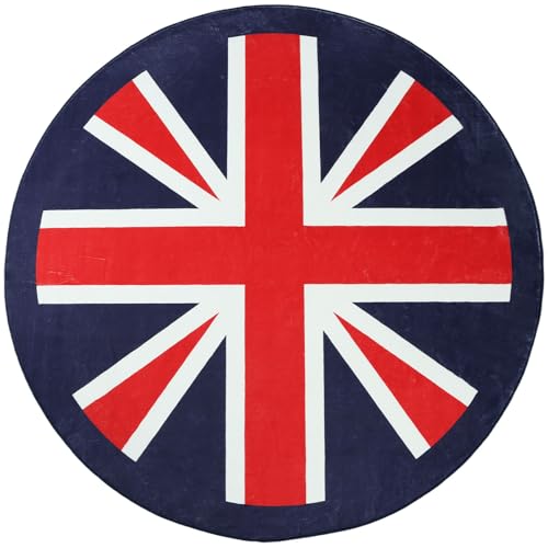 Betadistor Tapis rond antidérapant pour salon 90 cm Motif Union Jack 401-01090