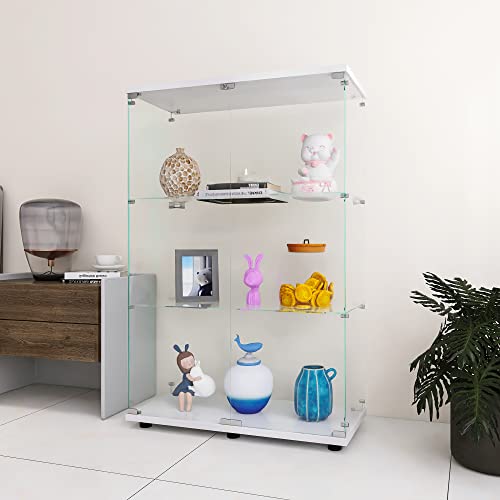Image of LFT HUIMEI2Y 3-Tier Glass Display Cabinet with Lock, Display Case White