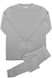 Basico Women's 2pc Long John Thermal Underwear Set 100% Cotton (Large, Cotton Blend Heather Grey)