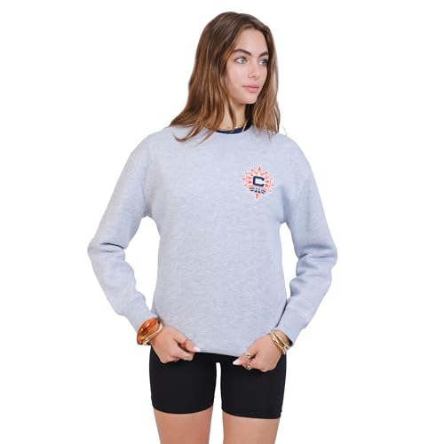 Ultra Game WNBA Official Womens Velvet Plush Crew Sweatshirt, Connecticut Sun, Heather Gray, X-Large