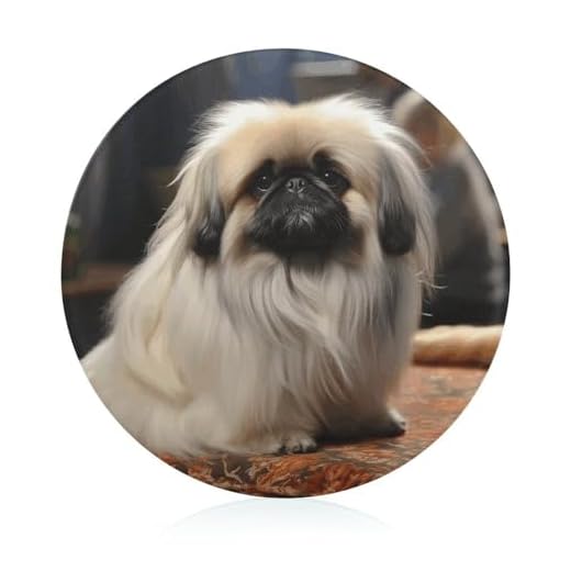Pekingese Dog Tempered Glass Cutting Board, 7.9 Inch Round Chopping Board with Non-Slip Feet, Portable Scratch Resistant Chopping Block for Home Kitchen Outdoor Camping