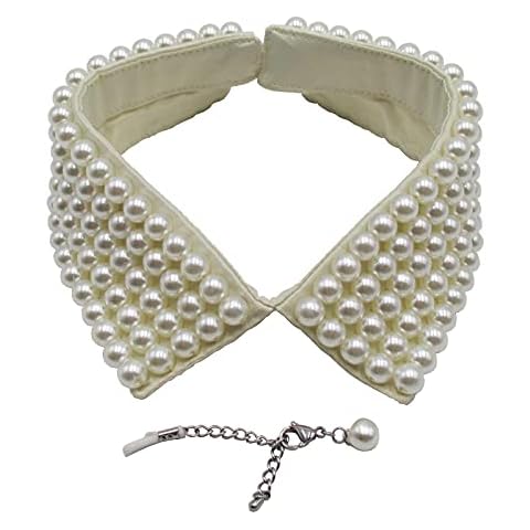 Trimscraft Collar Necklace Simulated Pearl Detachable False Collar Choker Accessory Cover