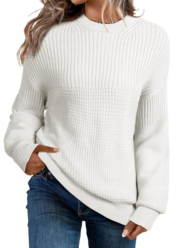 EVALESS Fall Sweaters for Women Teacher Outfits Cute Lantern Sleeve