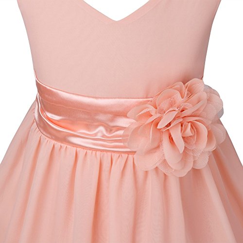 FEESHOW Girls Toddler Kids Flower Chiffon Pleated Bridesmaid Wedding Pageant Party Dress4