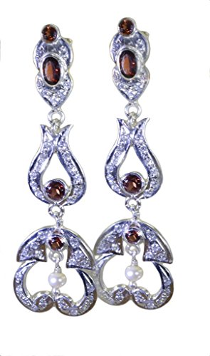 Bijoux grenat boucles d'oreille argent 925 massif de prestige