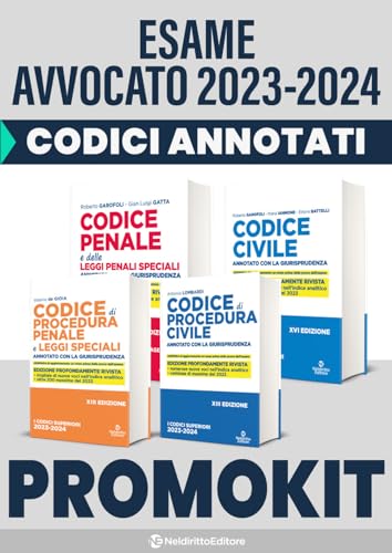 Kit Codici Esame Avvocato 2023: Codice civile Codice penale e delle leggi penali speciali Codice di procedura civile Codice di procedura penale e leggi speciali. Annotati con la giurisprudenza