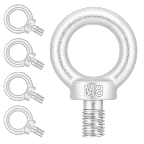 5 viti ad anello M8, vite ad occhiello, dado ad anello, anello rotondo, dado ad anello, per il fissaggio di ornamenti leganti, vasi di fiori, bastoncini a dondolo, ecc.
