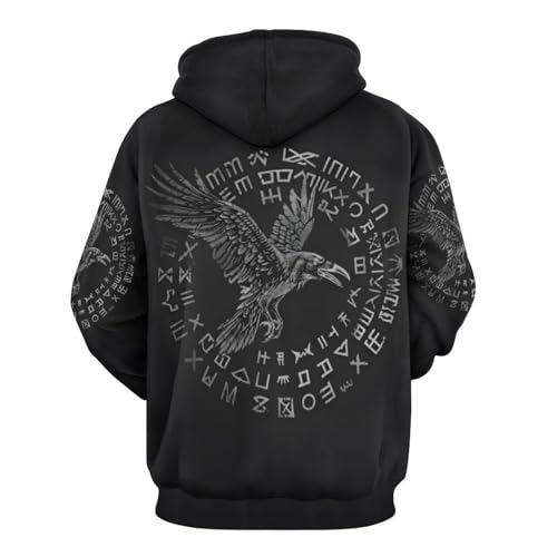 JooMeryer Men's Viking Totem 3D Print Long Sleeve Hoodies Pullover Sweatshirt2
