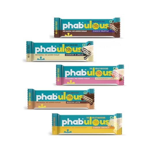 Image of Phab Millet Wafers - Variety Pack | 10g Protein | 0 Sugar, No Maida, No Preservatives, No Trans Fat | Millet Goodness (Bajra) | Gluten-Free Healthy Snack | Desk-to-Gym Snack | Pack of 10
