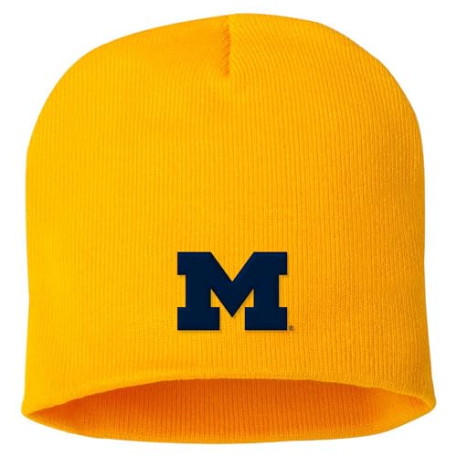 UGP Campus Apparel - BN508 - Michigan Wolverines Primary Logo - Sports Team Beanie - One Size - Gold