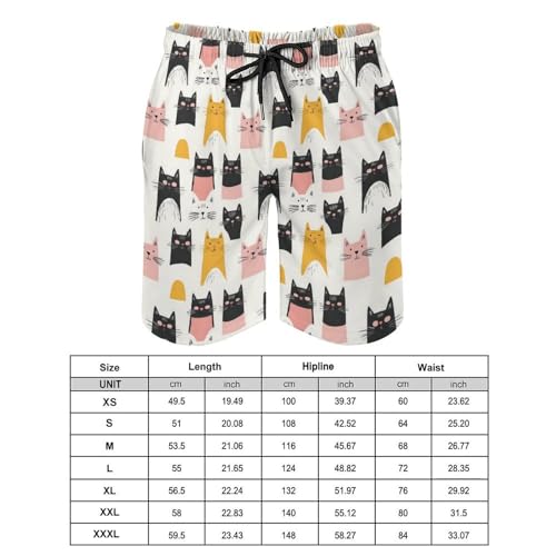 Hawaiian Shorts for Men - Comfy Cats Cute Colorful Print Mens Swim Trunks Bathing Suits with Mesh Lining2
