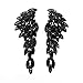 LARGE Angel Wings Eagle Wings Rhinestone Studded Statement Gold Black Dangling Earrings Wedding Bridal Crystal Chandelier Long Drop Earrings for Women (Black Without Card/Envelope)