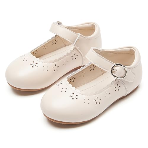 Image of PHIRAMIN Toddler Flower Girl Dress Shoes - Little Girl Mary Janes Flats Wedding