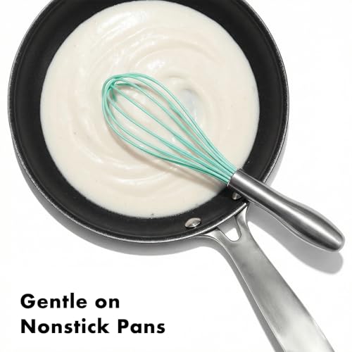 Image of OYV 10-Inch Teal Silicone Whisk, Heat Resistant 480F Kitchen Whisk with Stainless Steel Ergonomic Handle, Non-Scratch for Nonstick Cookware, Dishwasher Safe, Perfect for Blending, Cooking & Beating