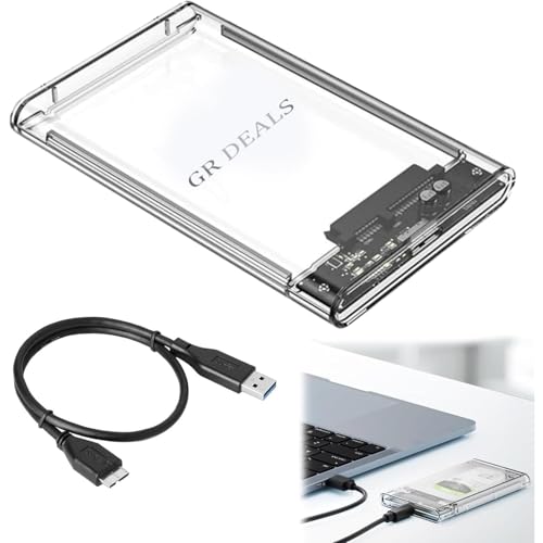 Image of 2.5 Inch SATA to USB 2.0 Micro B HDD Solid State Disk Enclosure Home Office Desktop PC ABS Plastic Hard Drive Case Computer Accessories Transparent