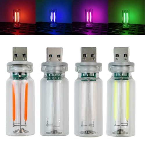 poteital 4PCS Dimmable USB Touch Control Led Night Lights, Glass Plug in USB Light Bulbs, Cute Interior Car Lights, Retro Led Ambient Lighting, Small...