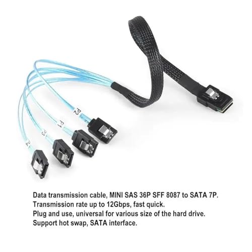Cable S-A-S SATA M1ni SFF-8087 a 4 SATA 50 cm 12Gbps miniatura 2