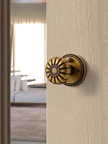 Sorwduerm Antique Brass Door Knobs Interior Privacy Door Knob With Lock For Bedroom And Bathroom,Zinc Alloy 1 Pack thumb #3