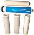 CFS 5-Stage RO Replacement Filter Kit (5 Items) for Standard 10" Under Sink Reverse Osmosis Systems – 50 GPD Membrane + Inline Carbon (1/4" NPT)