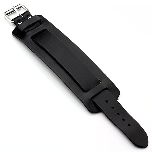 Zysta Engraving Genuine Leather Bracelet Punk Rock n Roll Unisex Women Personalized Customized Wide Wrist Belt Wrap Mens Cuff Wristband Bangle Strap Adjustable 7.2"-9" Black, Brown3