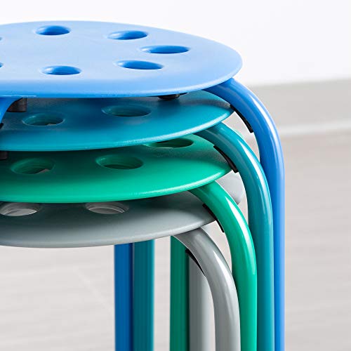 Image of Norwood Commercial Furniture Stacking Stools for Kids and Adults, 17.75 inch Standard Height Portable Nesting Office and Classroom Stools, Contemporary, Pack of 4