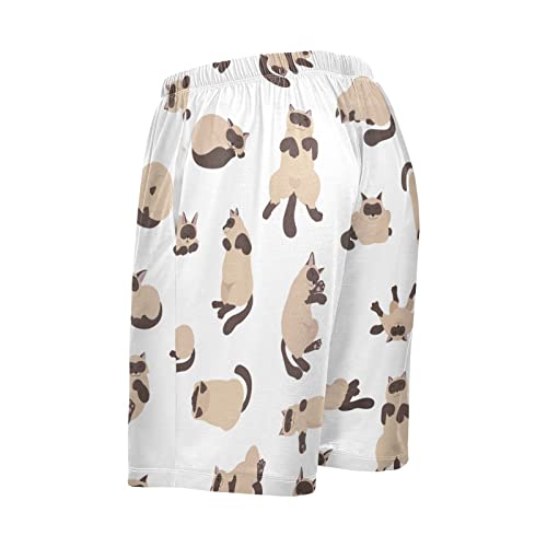 Sleeping Cats Pattern Siamese Colorpoint Cat Men's Pajama Pants Shorts Sleepwear Lounge Pajama Bottoms4