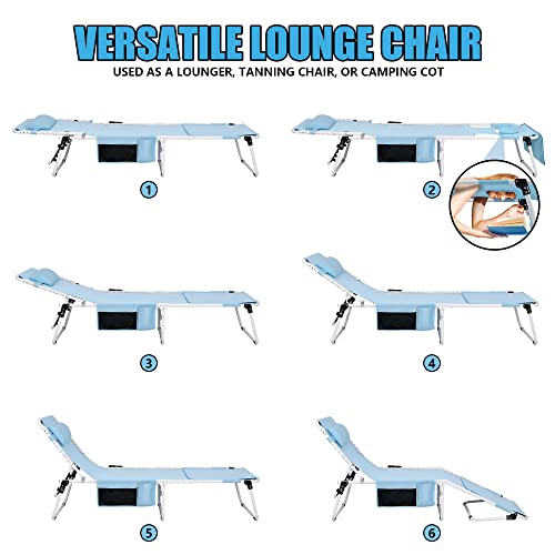 Heavy Duty Tanning Chair With Face Hole Adjustable 5-Position Folding Chaise Lounge Chairs For Outside Portable Lay Flat Beach Lounge Chair For Outdoor Sunbathing Patio Pool Lawn Camping Deck Poolside #TOP2