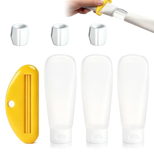Toothpaste Refill Adapter 1 Set Portable Travel Toothpaste Transfer Kit with Squeezer Refillable Tube Connector for Toiletry Lotion Liquid Transfer Travel Camping Gym Bathroom Use