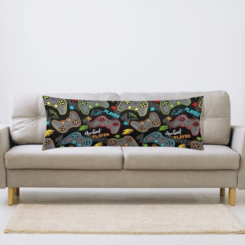 Game Controller Body Pillow Cover for Boys Gifts Gamer Gaming Pattern Long Pillow Case Protector with Zipper Decorative Modern Large Pillowcases Soft Cushion Covers for Bedroom,Couch,Sofa 20"x54"