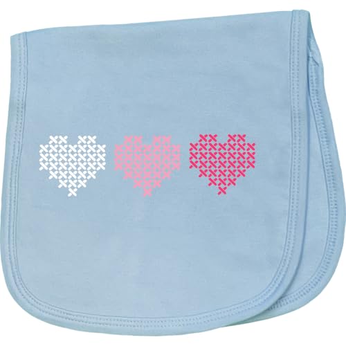 inktastic Cross Stitch Hearts Baby Burp Cloth Light Blue 433e2