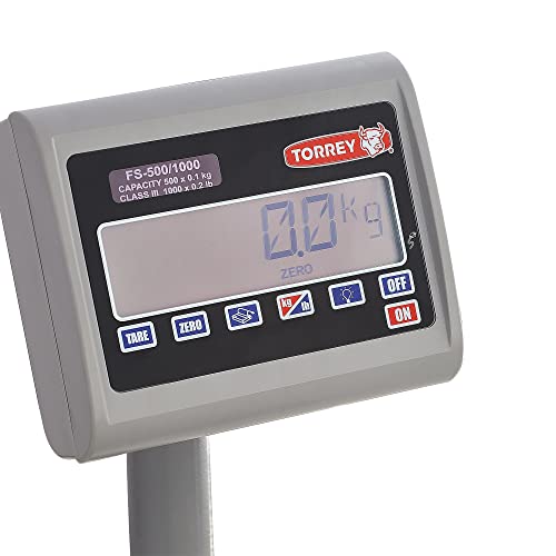 Torrey Fs500/1000 Digital Receiving Scale, Rechargeable Battery, Robust Steel Construction, Toggles Between Kg And Pounds, 500 Kg/1000 Lb, Gray #TOP4