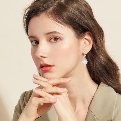 YYB Teardrop Earrings Sterling Silver Celtic Knot Leverback Earrings Gemstone Irish Jewelry Anniversary Birthstone Earrings Birthday Gifts for Women3